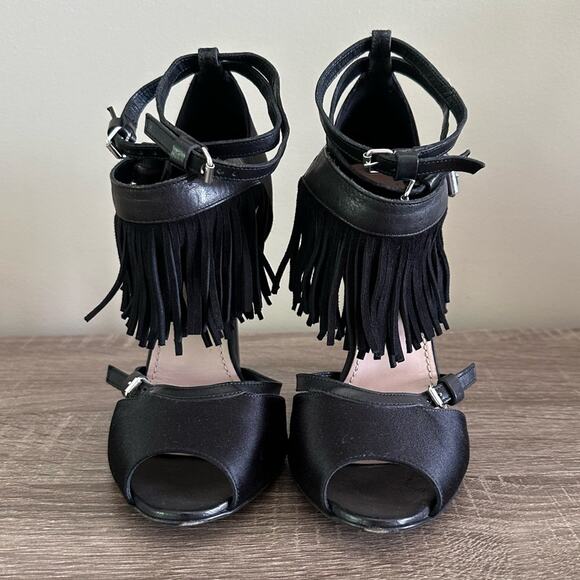 Giambattista Valli Revolve Leather Suede Fringe Ankle Strap Heels 6.5 Mobwife - Picture 3 of 15